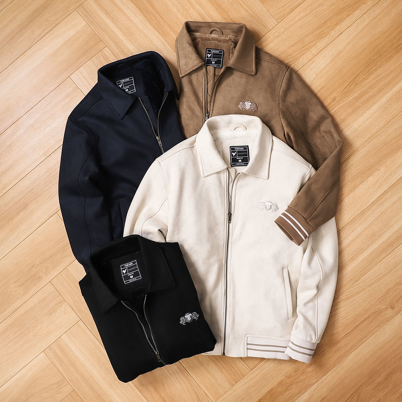 Áo khoác nam da lộn lót lông BIKER JACKET TORANO basic cổ bẻ thêu logo ...