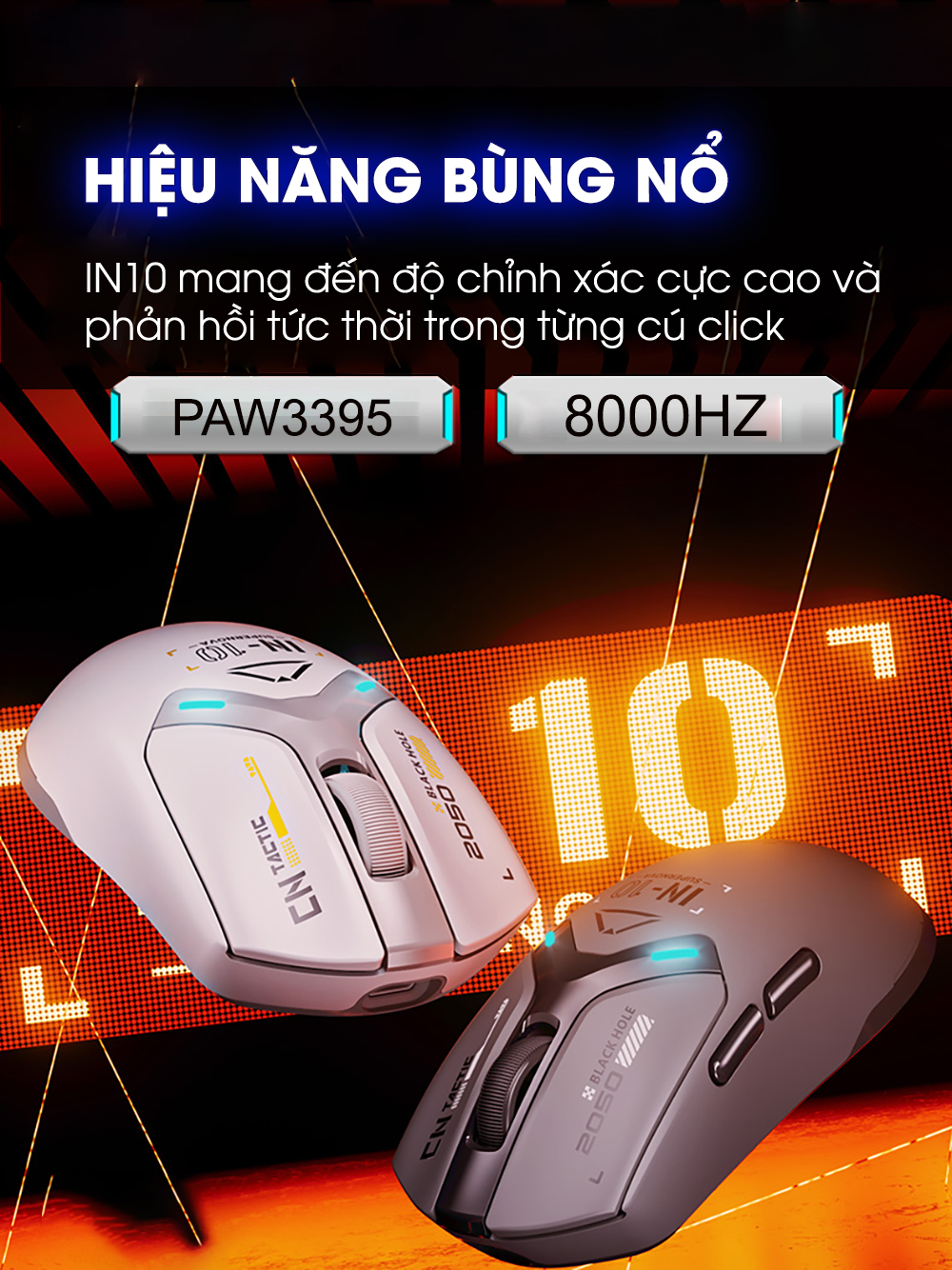 Chuột không dây gaming INPHIC IN10 8000hz bluetooth siêu nhẹ 3 mode có ...