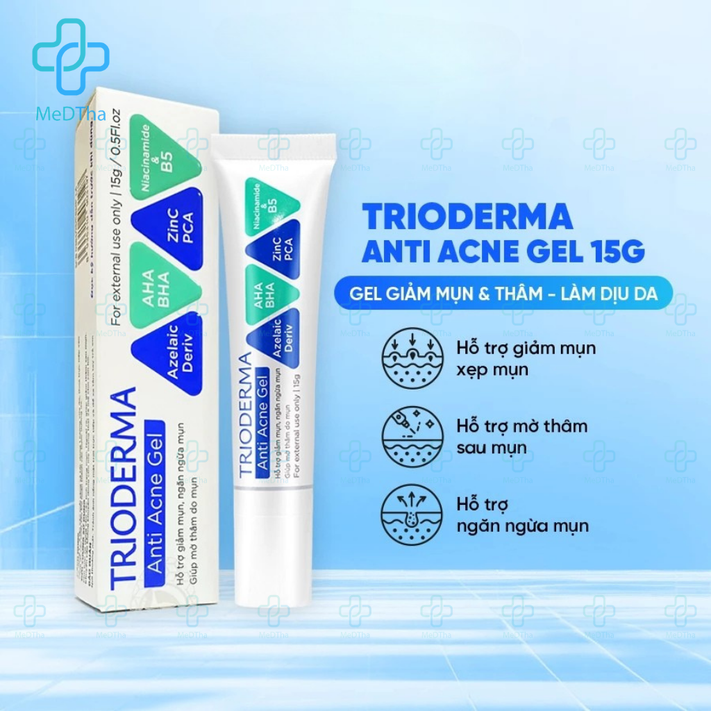 Trioderma Anti Acne Gel 15g - Gel Chấm Mụn Mờ Thâm, Làm Dịu Da Cho Da ...