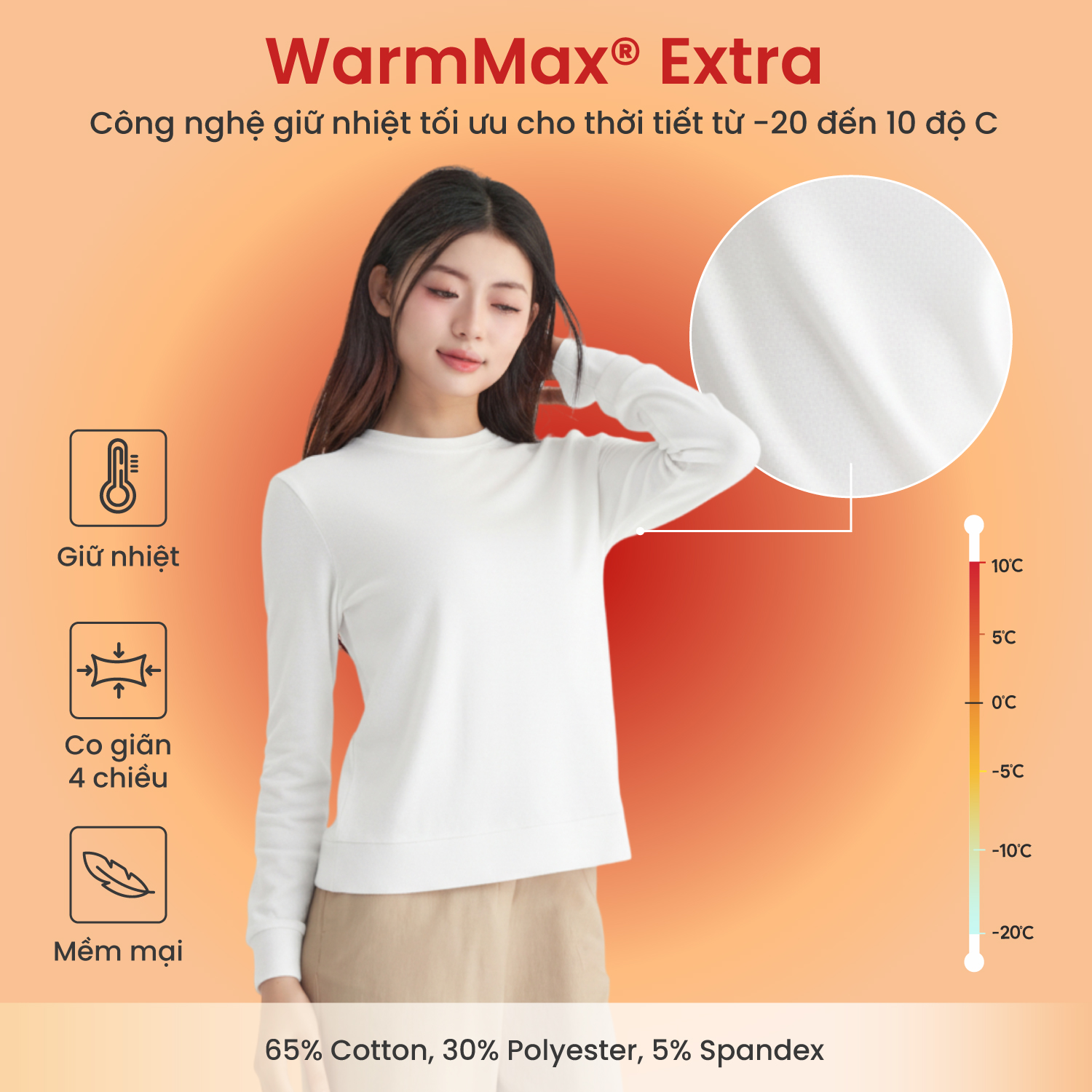 Áo len giữ nhiệt Nữ WarmMax Extra TOKYOLIFE cổ tròn gấu bo vải co giãn ...