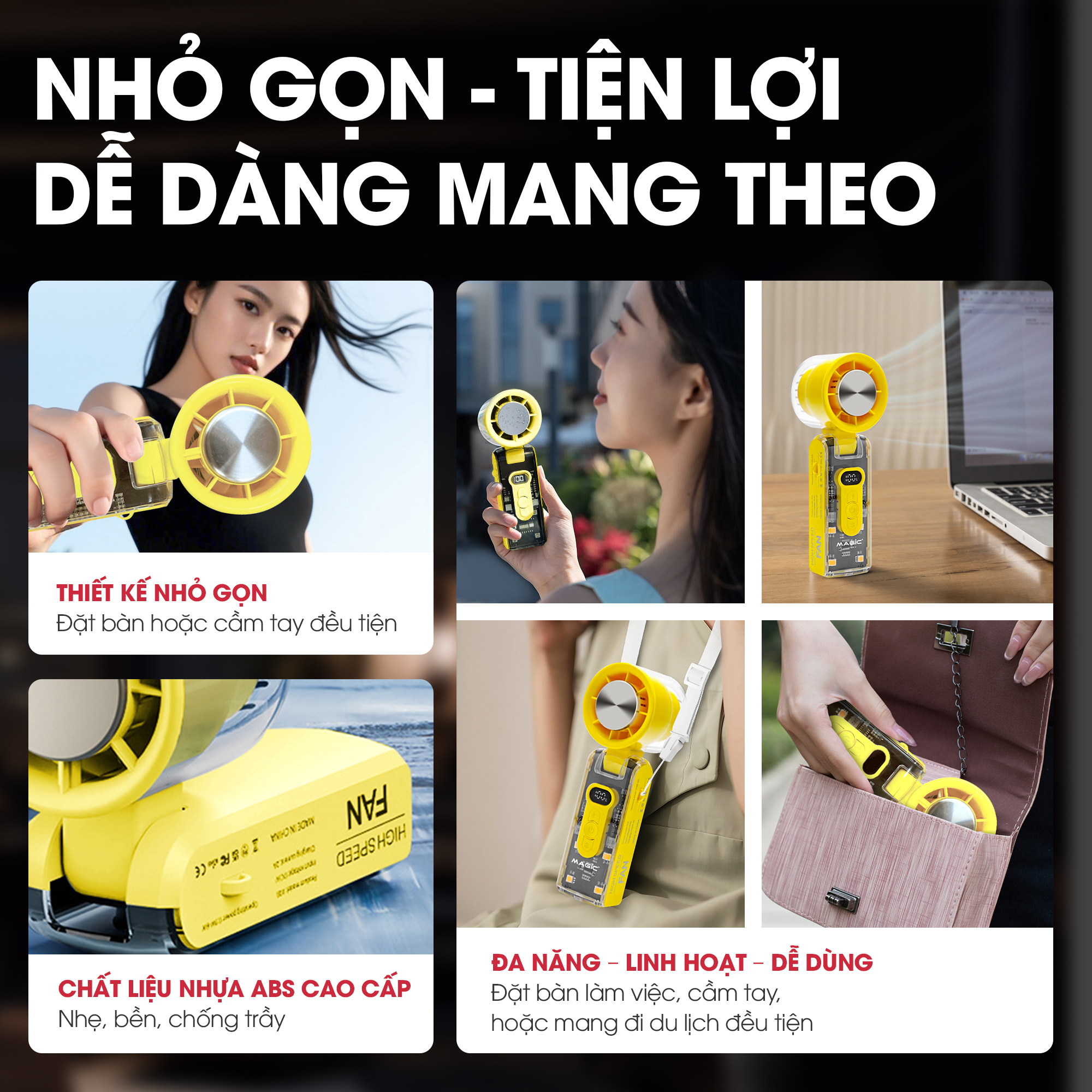 Quạt sạc cầm tay sò lạnh Magic A-018 24