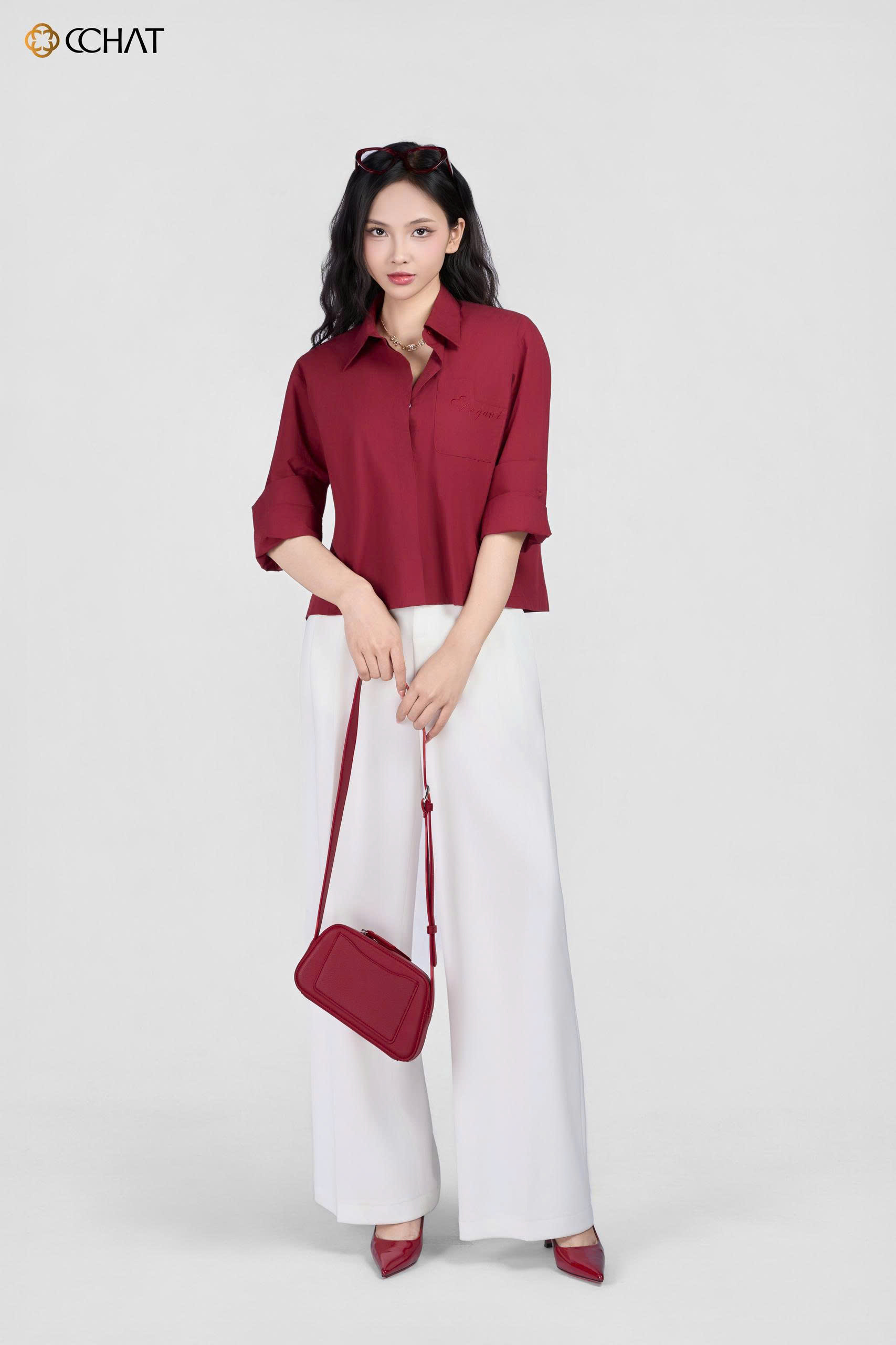 Áo Sơ Mi Nữ 𝐂𝐂𝐇𝐀𝐓 Dáng Suông Lửng Elegant Chất Liệu Mềm Mại Cao Cấp ...