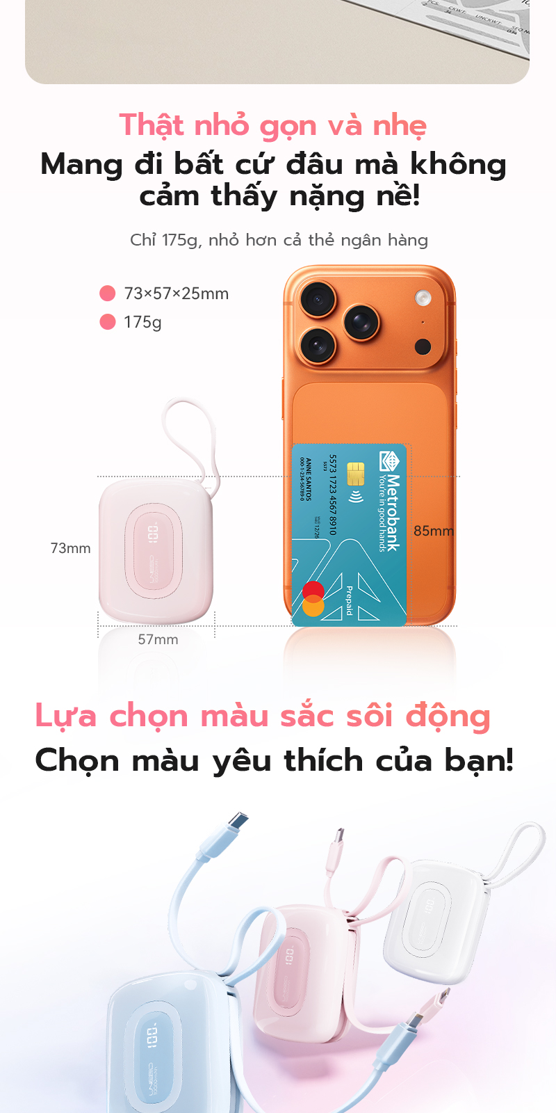 【CCC】Pin sạc dự phòng 10000mah Uneed 3-in-1, Sạc nhanh PD 22.5W type-c ...