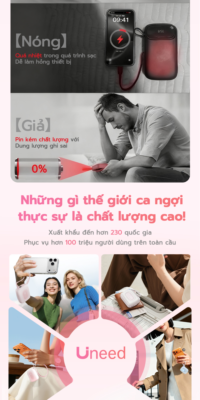 【CCC】Pin sạc dự phòng 10000mah Uneed 3-in-1, Sạc nhanh PD 22.5W type-c ...