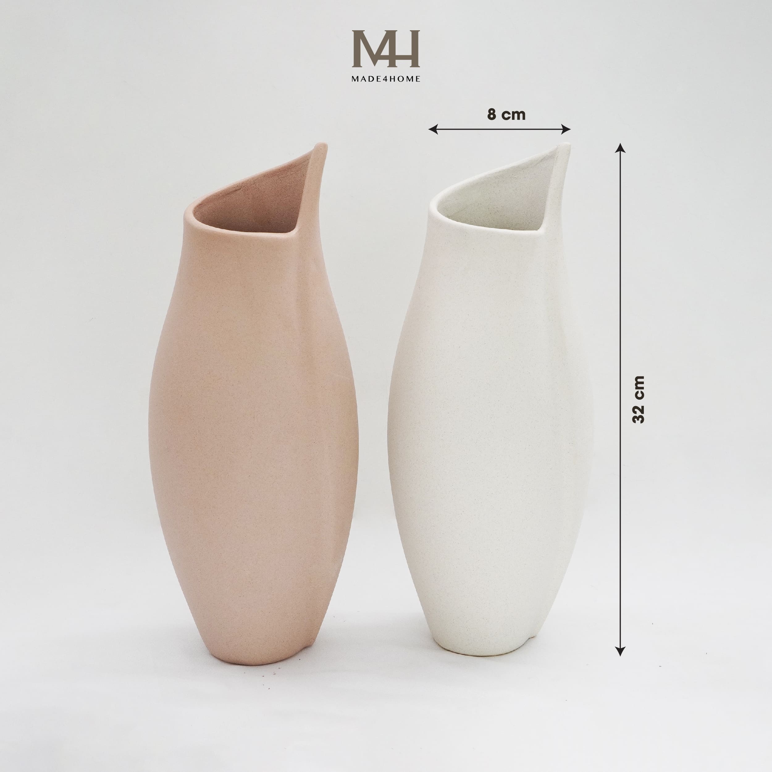 Bình hoa gốm sứ Nora trang trí decor dáng lượn sóng Made4Home - Kích thước 32x8cm