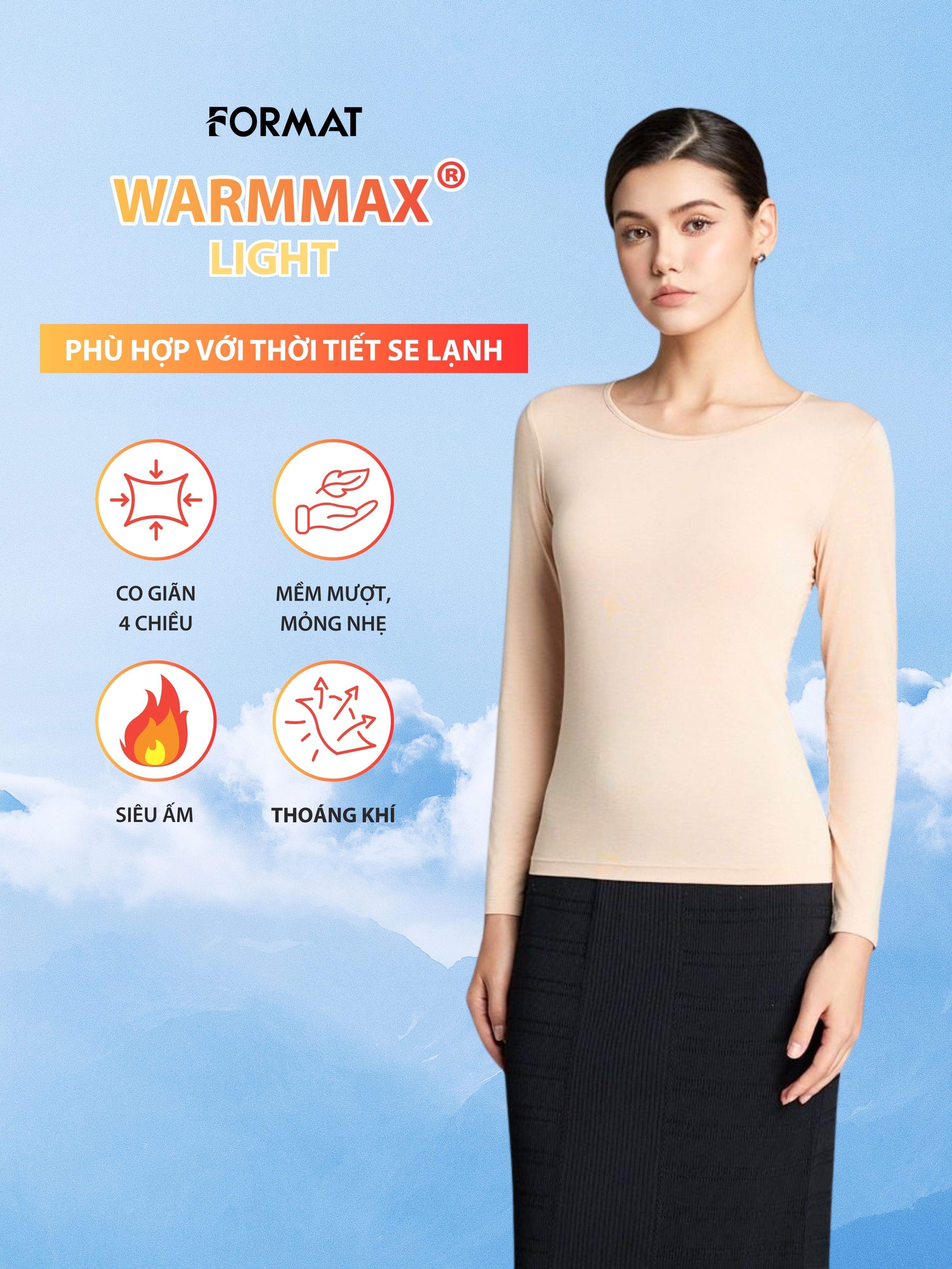 Áo thun giữ nhiệt nam Format 10005517 Warmmax Light cổ 3 cm | Shopee ...