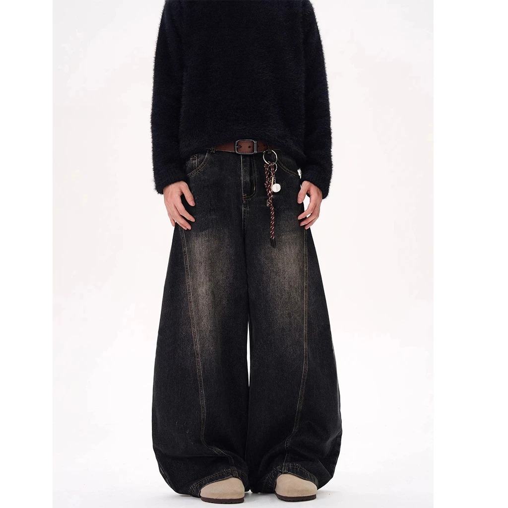 Quần Jean Nam Nữ Ống Rộng Cong From Rộng Wash Màu Retro Unisex Phong Cách Streetwear LC LUCY MALL
