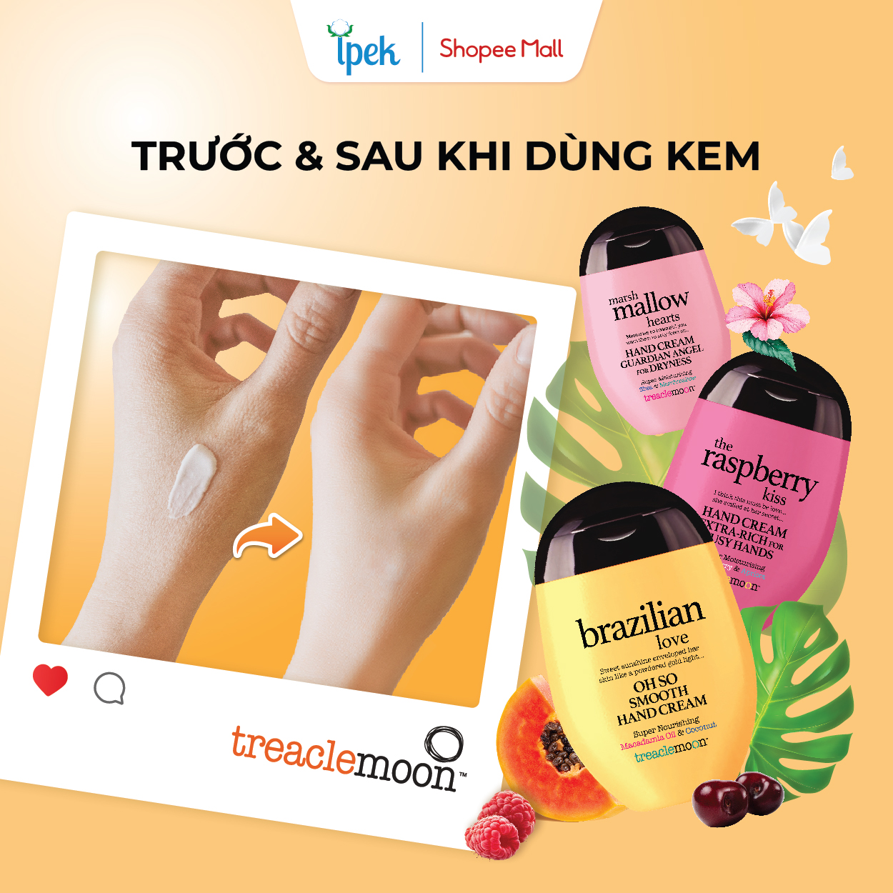 COMBO 2 Kem dưỡng tay Treaclemoon hương quả Nhiệt đới, mâm xôi, kẹo ...
