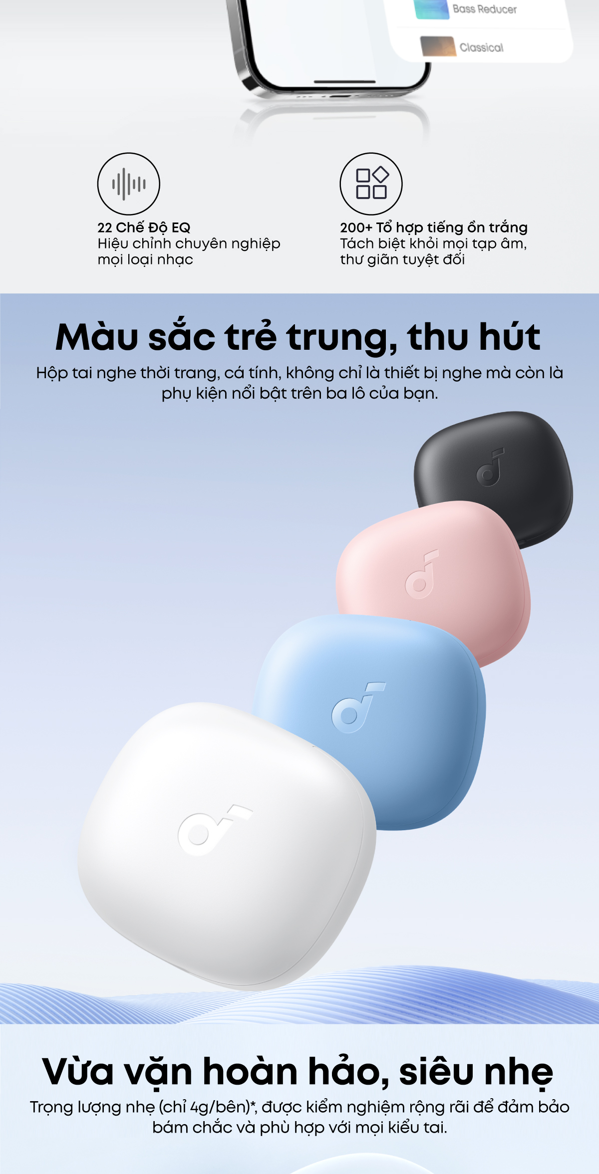 Tai nghe Anker Soundcore R50i hỗ trợ 2 micro đàm thoại chống ồn AI