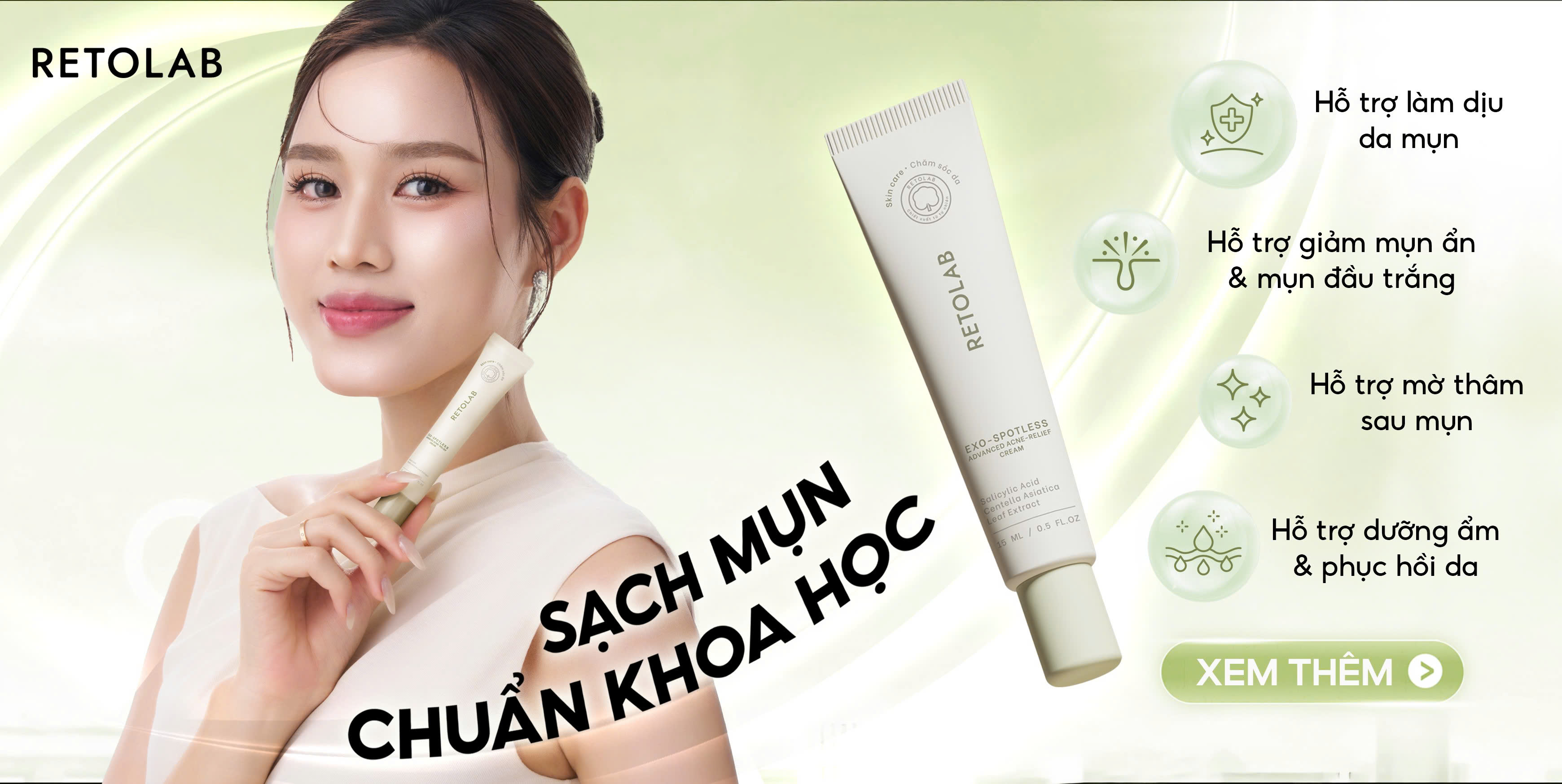[VHL x Retolab] Combo Sữa Rửa Mặt Retolab Phytoclear 80g + Kem Hỗ Trợ Giảm Mụn Retolab Exo-Spotless15ml Tặng Túi