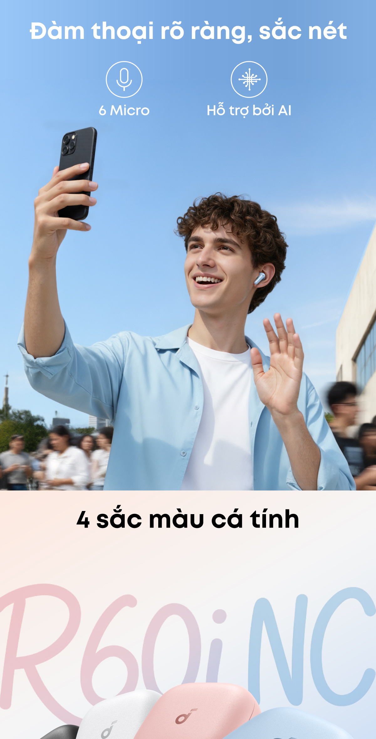 Chuẩn kết nối bluetooth 6.1 tiên tiến của SOUNDCORE R60i NC