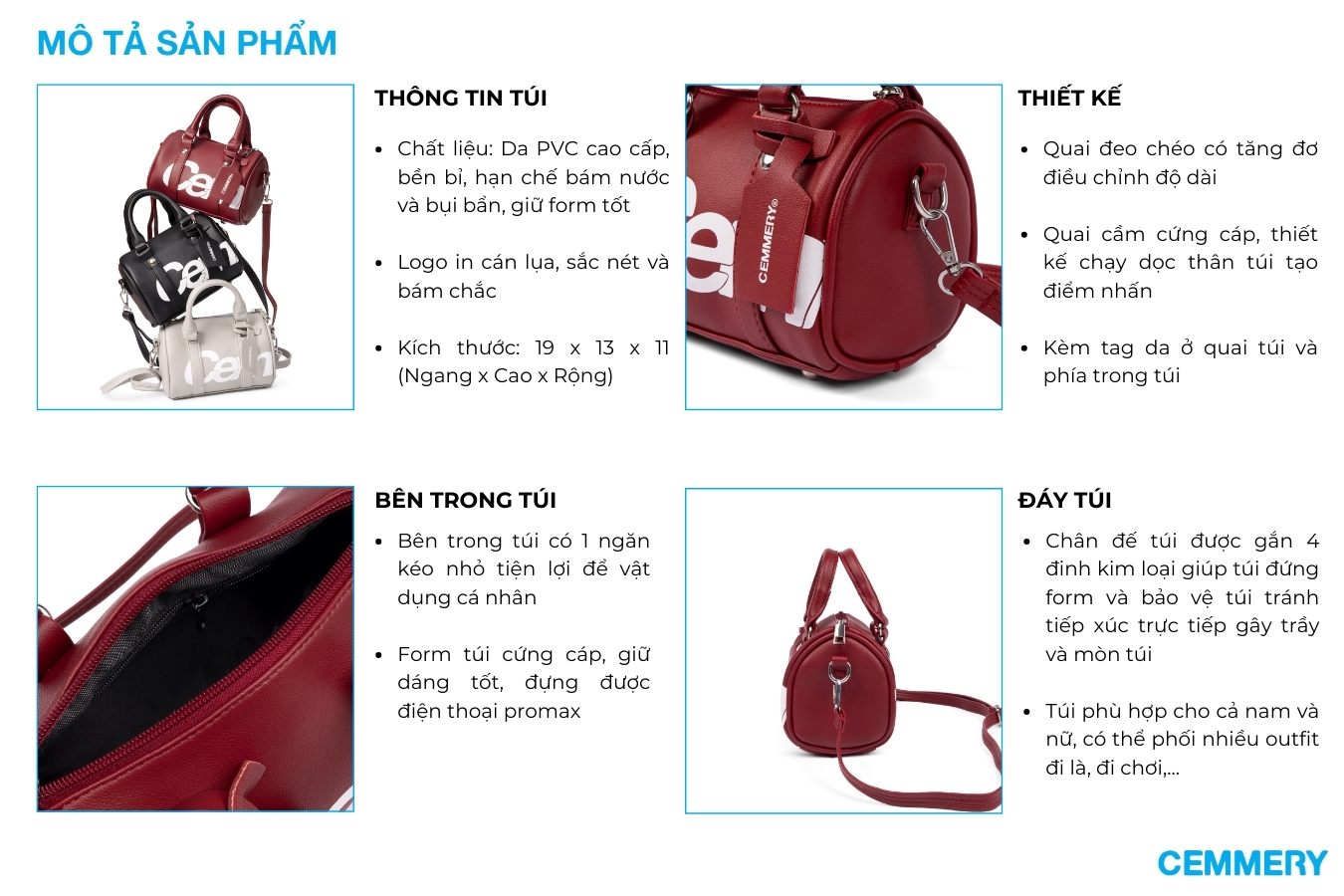 Túi Đeo Chéo CEMMERY Local Brand Chính Hãng Drum Mini Bag Da PVC Form ...
