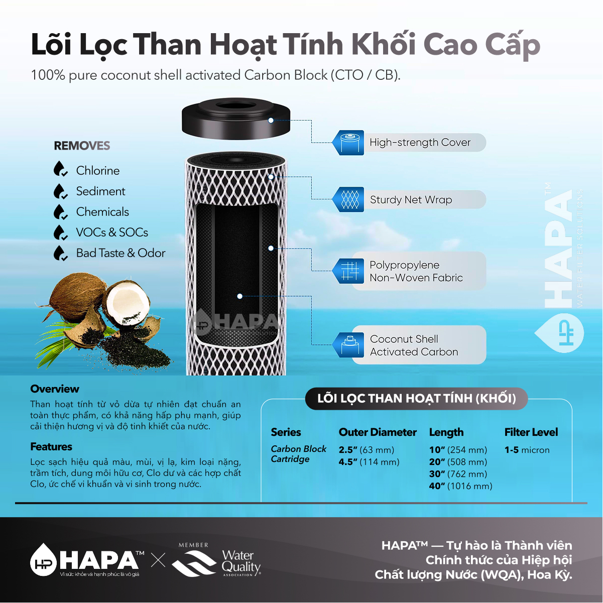 Lõi Lọc 20 inch Béo Cao Cấp Carbon Block P4520-CB CTO BIGBLUE - Chính ...