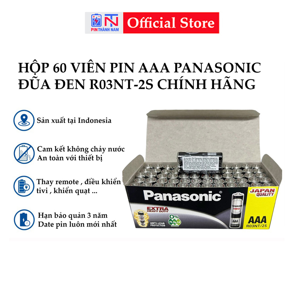 Hộp 60 Viên Pin AAA Panasonic R03NT/2S Đũa Đen Chính Hãng | Shopee Việt Nam