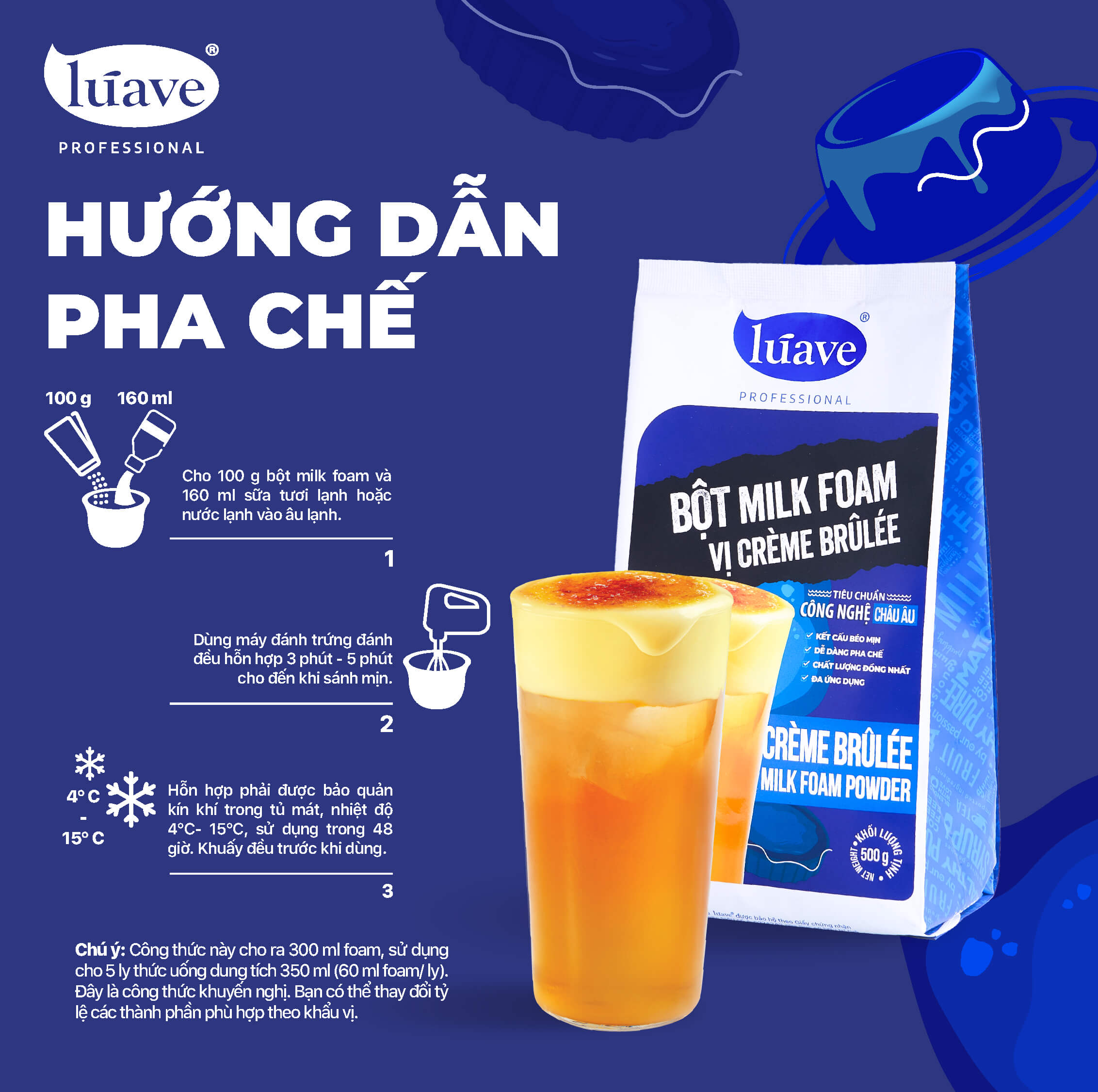 Bột Milk Foam Creme Brulee Lúave - Vị kem trứng caramel chuẩn Pháp ...