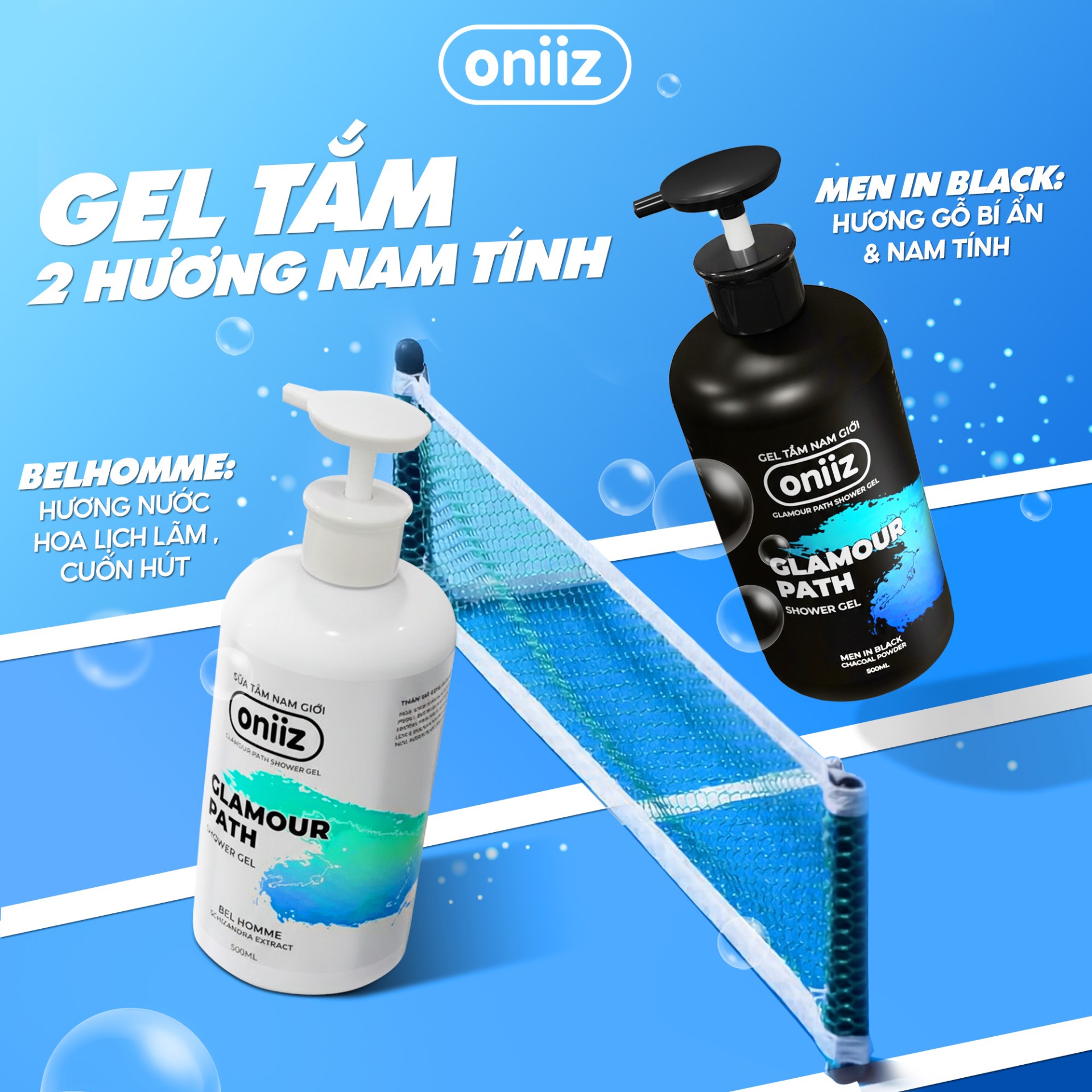 Combo Chín Chắn Oniiz - Sữa tắm hương nước hoa hiện đại 500ml, Dầu gội nam tính mới ZeroG 330ml,Tặng Box đựng cao cấp