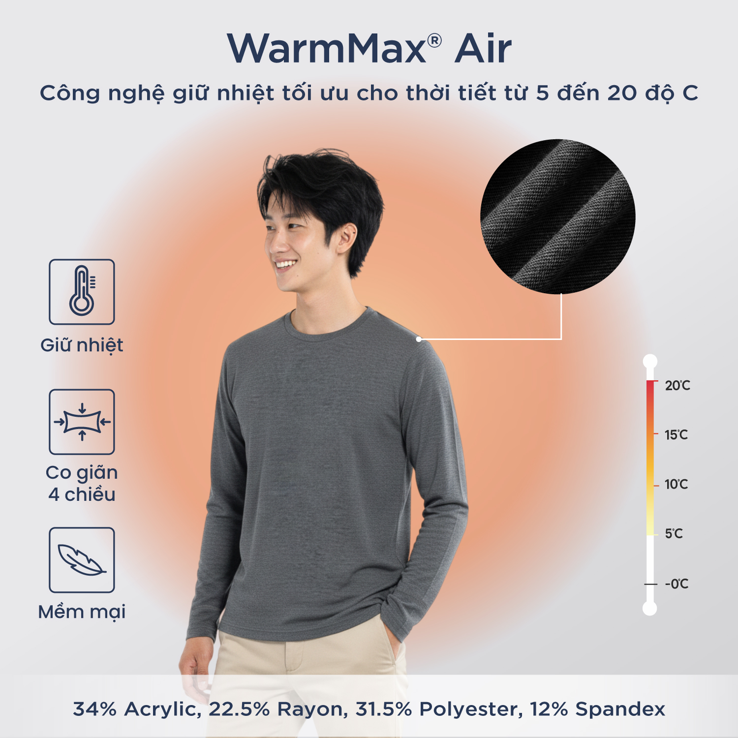 Áo giữ nhiệt WarmMax Air Nam cổ tròn giữ nhiệt TOKYOLIFE 40000142 ...