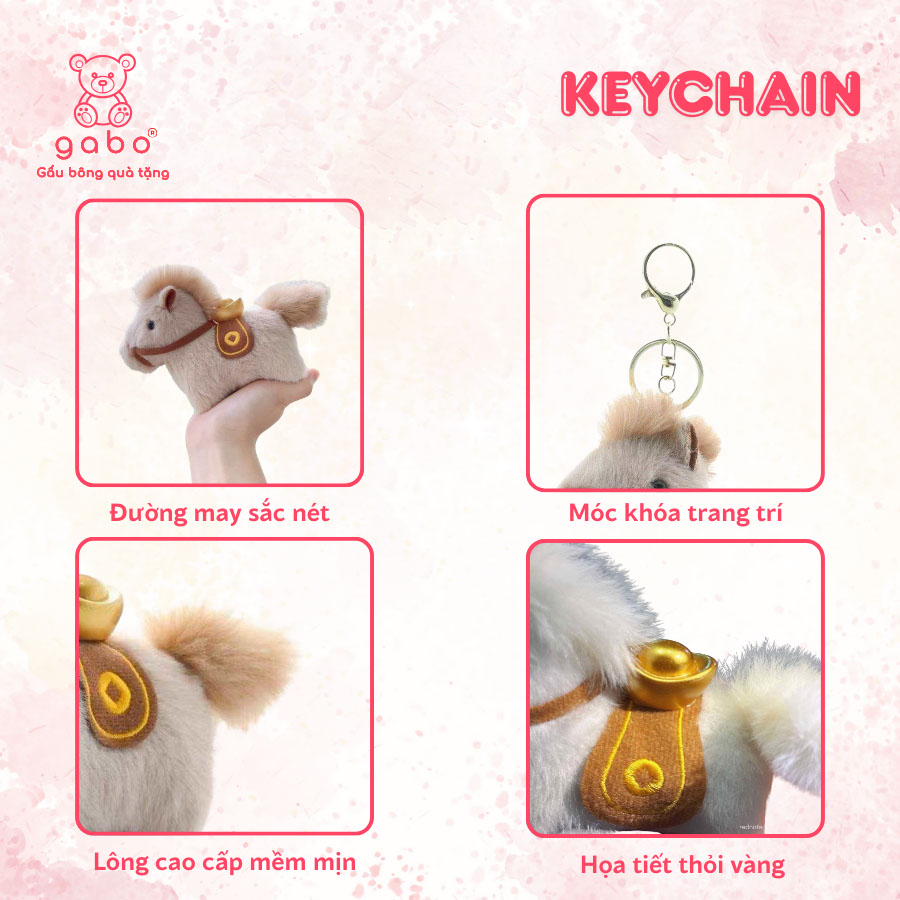 Gấu Bông Móc Khóa Ngựa Đỏ May Mắn, Linh Vật Ngựa Năm Mới, Quà Tặng Bính Ngọ Tết 2026, Búp Bê Ngựa Cung Hoàng Đạo