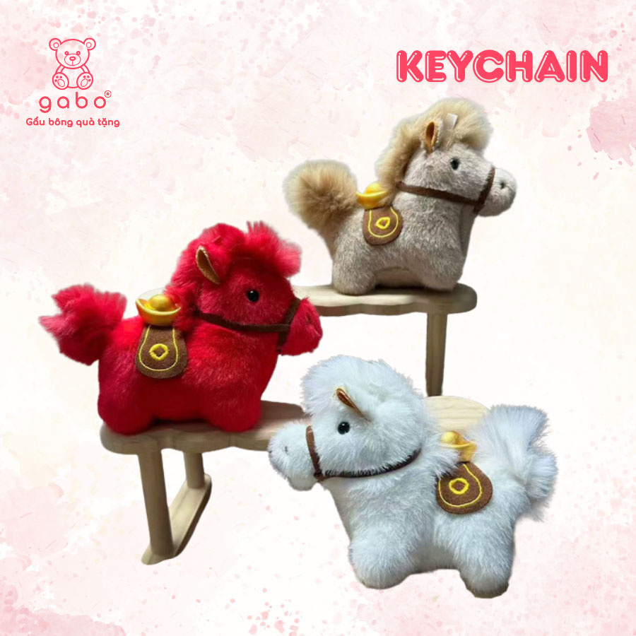 Gấu Bông Móc Khóa Ngựa Đỏ May Mắn, Linh Vật Ngựa Năm Mới, Quà Tặng Bính Ngọ Tết 2026, Búp Bê Ngựa Cung Hoàng Đạo