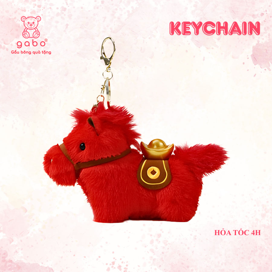 Gấu Bông Móc Khóa Ngựa Đỏ May Mắn, Linh Vật Ngựa Năm Mới, Quà Tặng Bính Ngọ Tết 2026, Búp Bê Ngựa Cung Hoàng Đạo