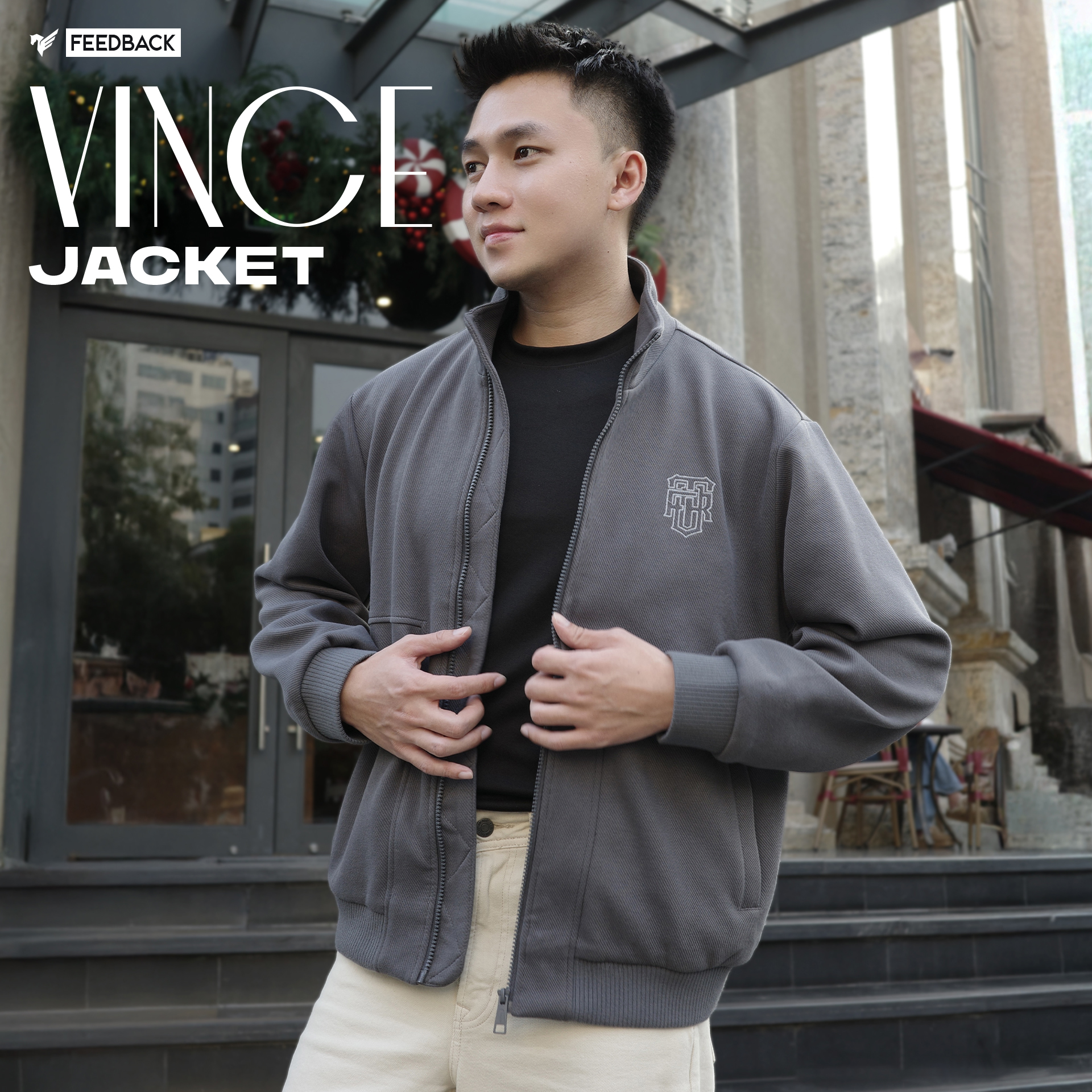 Áo khoác nỉ VINCE JACKET TORANO cổ cao thêu logo ngực dày dặn, vừa ấm ...