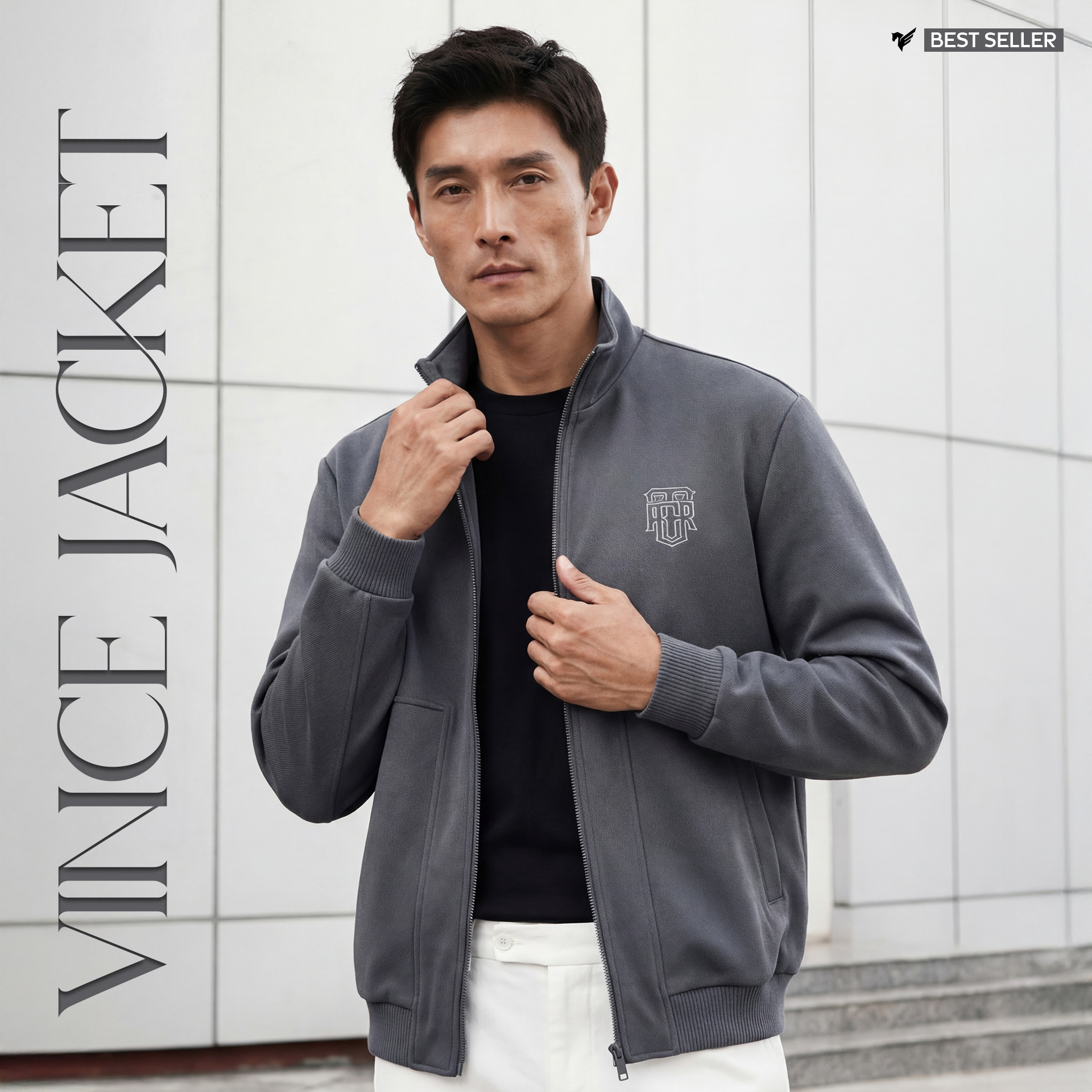 Áo khoác nỉ VINCE JACKET TORANO cổ cao thêu logo ngực dày dặn, vừa ấm ...