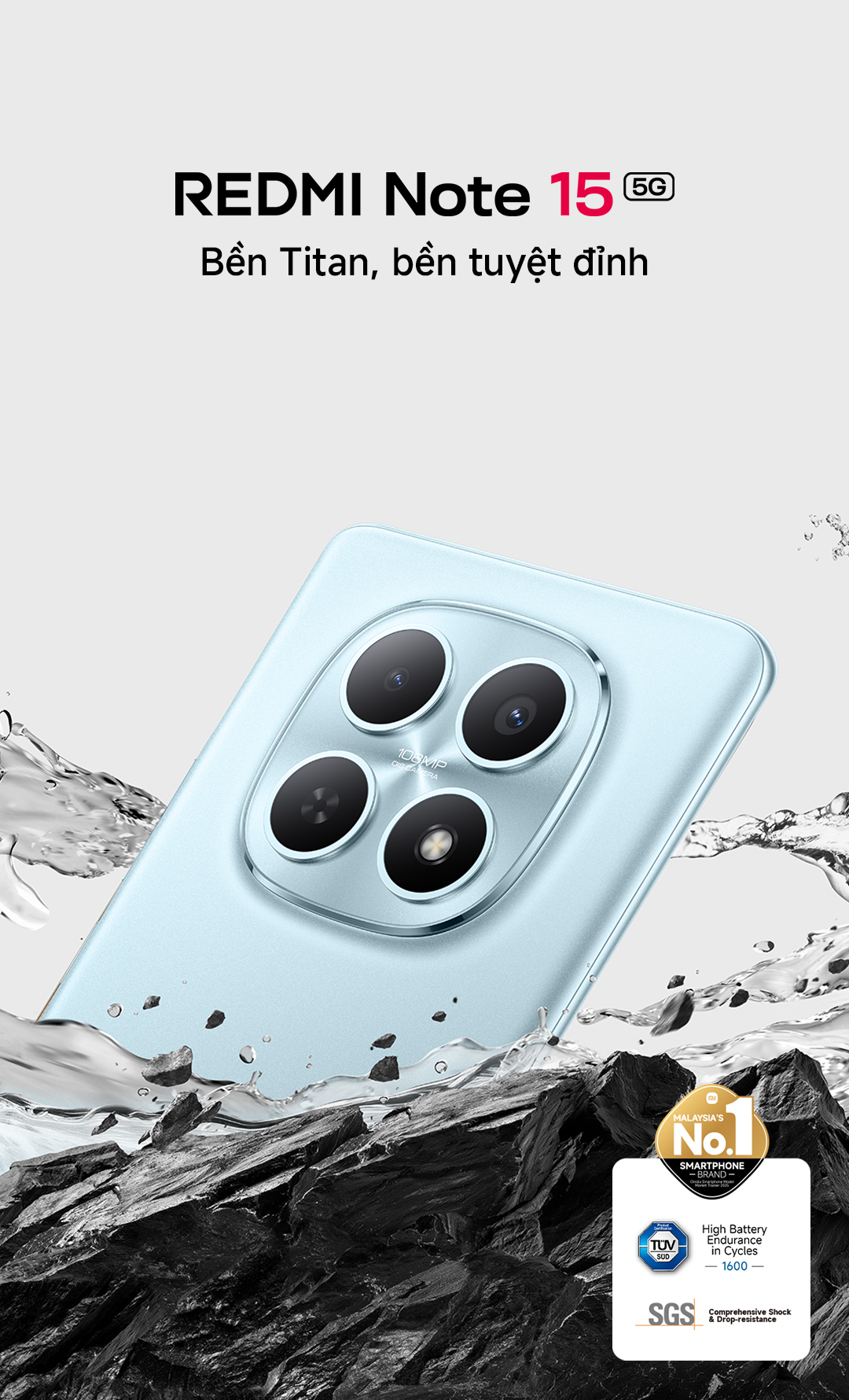 Điện thoại thông minh Xiaomi Redmi Note 15 5G (6+128GB|8+256GB)|Pin 5520mAh với thiết kế mỏng nhẹ – ảnh mô tả chi tiết 1
