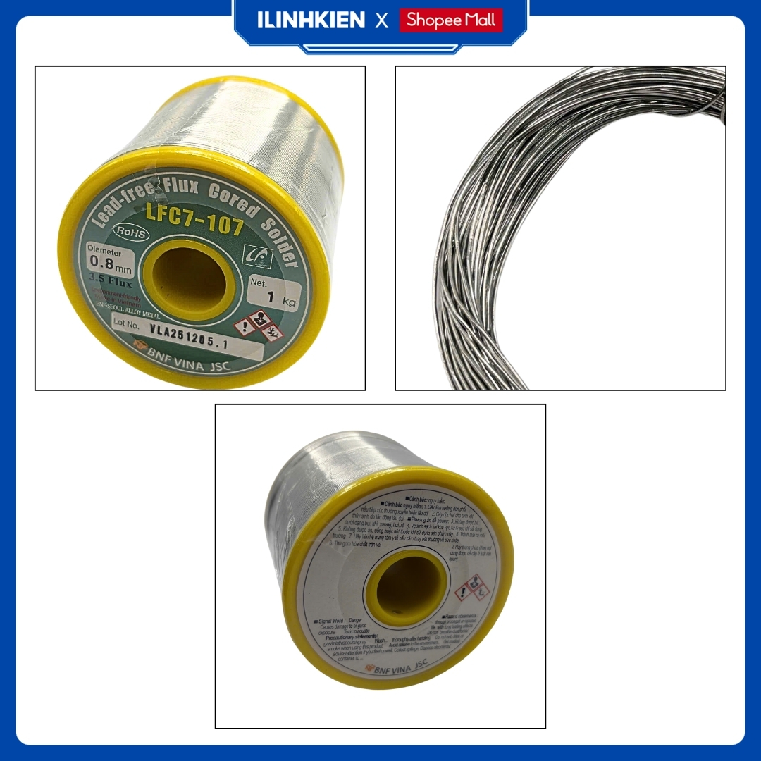 Thiếc Hàn Không Chì LFC7-107 0.8mm Cuộn Nguyên 1Kg Ít Cặn - Hàn Mượt ...