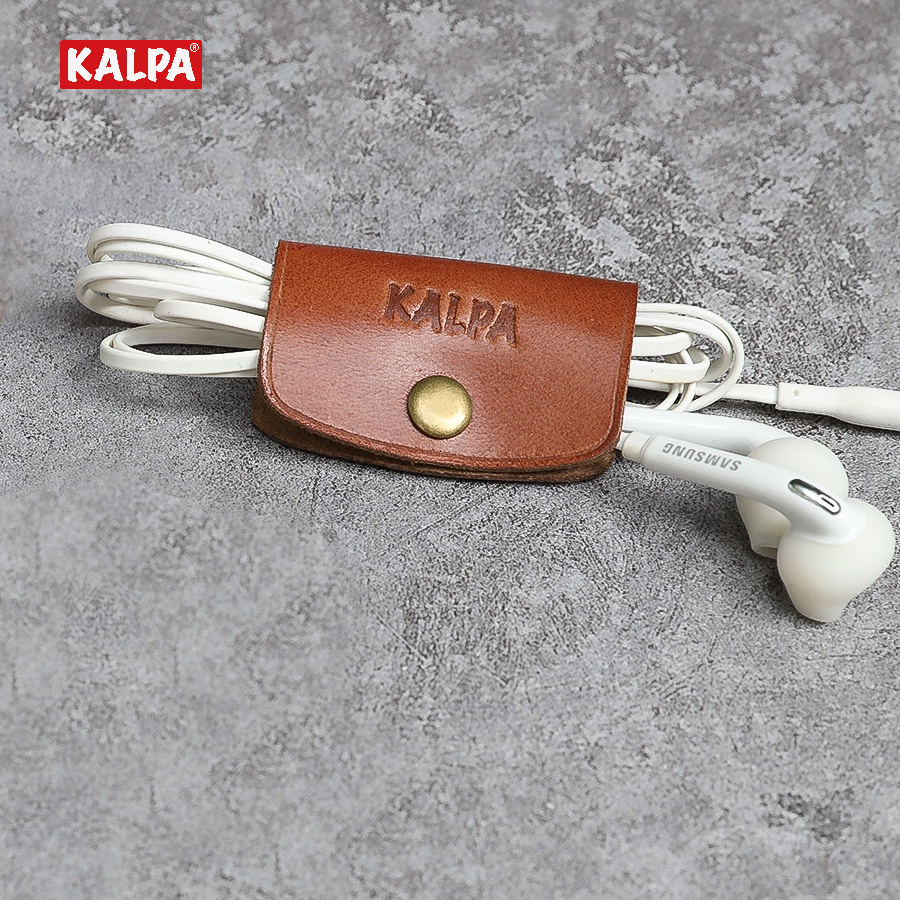 Phụ kiện quấn dây cáp gọn gàng hơn bằng da (May thủ công) - Kalpa Leather Cable Holder Handmade PK001
