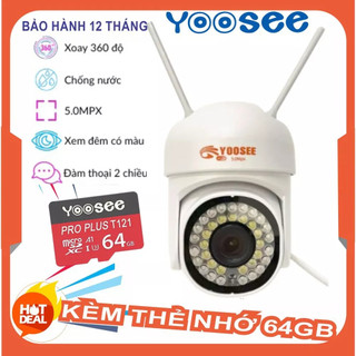 Camera Wifi Yoosee 28led TẶNG THẺ 128G xoay 360 độ 5.0Mpx Chống nước