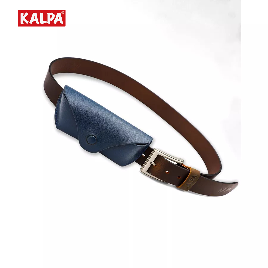 [Handmade] Hộp đựng kính da bò vân Epsom, có đai đeo thắt lưng – Kalpa Athens | Leather Glasses Case