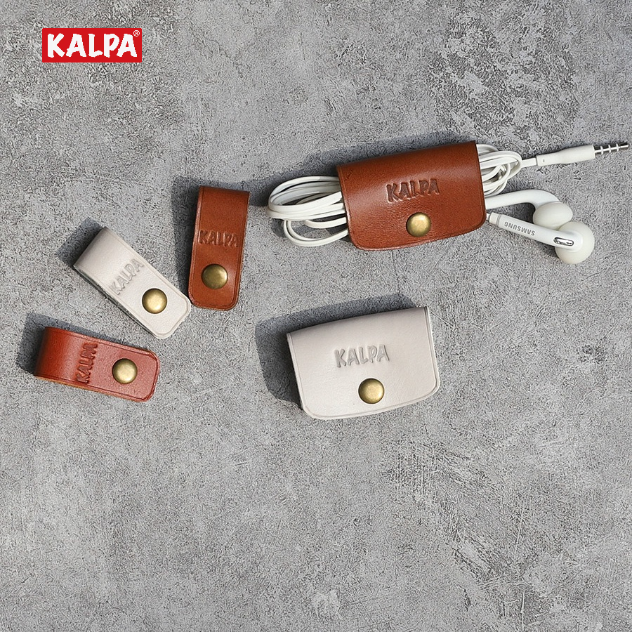 Phụ kiện quấn dây cáp gọn gàng hơn bằng da (May thủ công) - Kalpa Leather Cable Holder Handmade PK001
