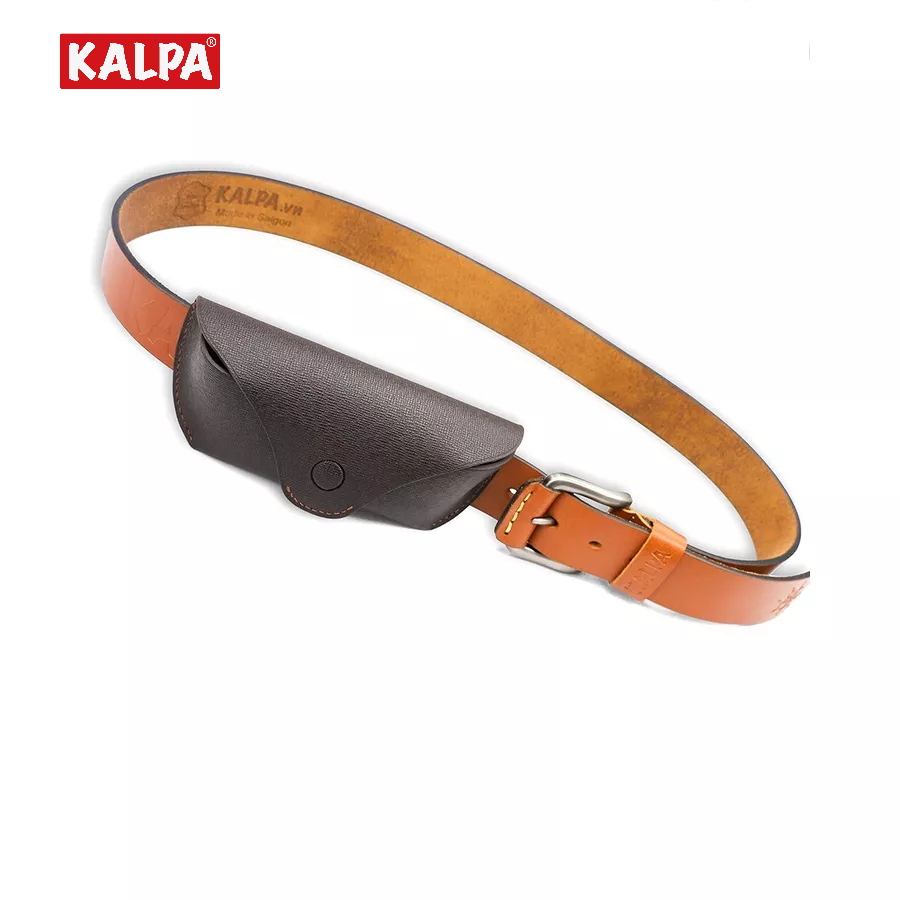 [Handmade] Hộp đựng kính da bò vân Taiga, có đai đeo thắt lưng – Kalpa Athens | Leather Glasses Case