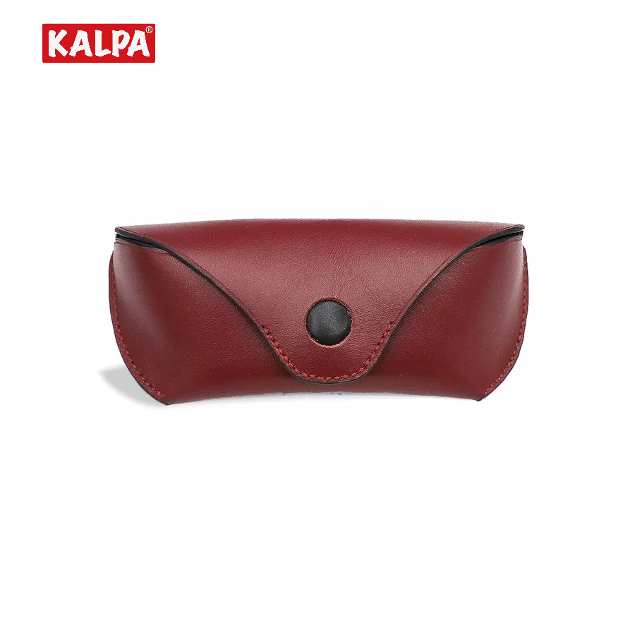 [Handmade] Hộp đựng kính da bò Pull-up đỏ đô, có đai đeo thắt lưng – Kalpa Athens | Leather Glasses Case