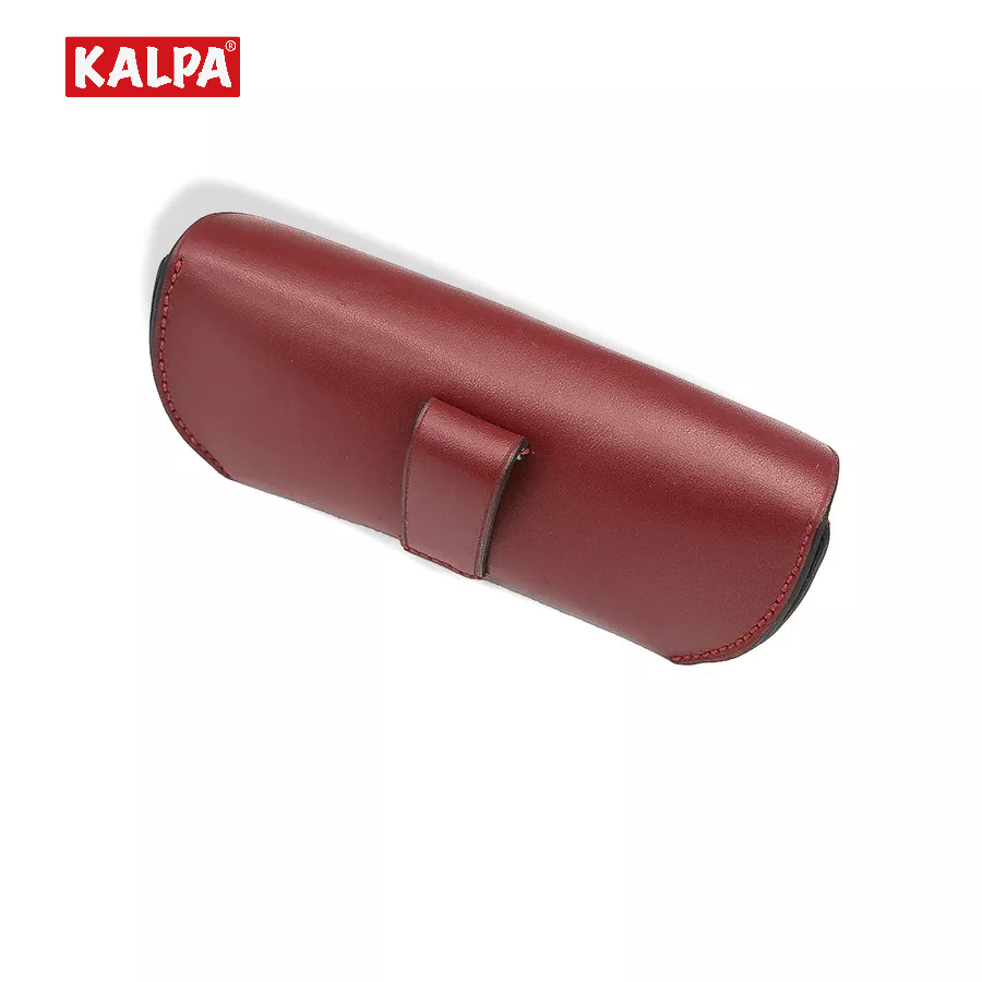 [Handmade] Hộp đựng kính da bò Pull-up đỏ đô, có đai đeo thắt lưng – Kalpa Athens | Leather Glasses Case