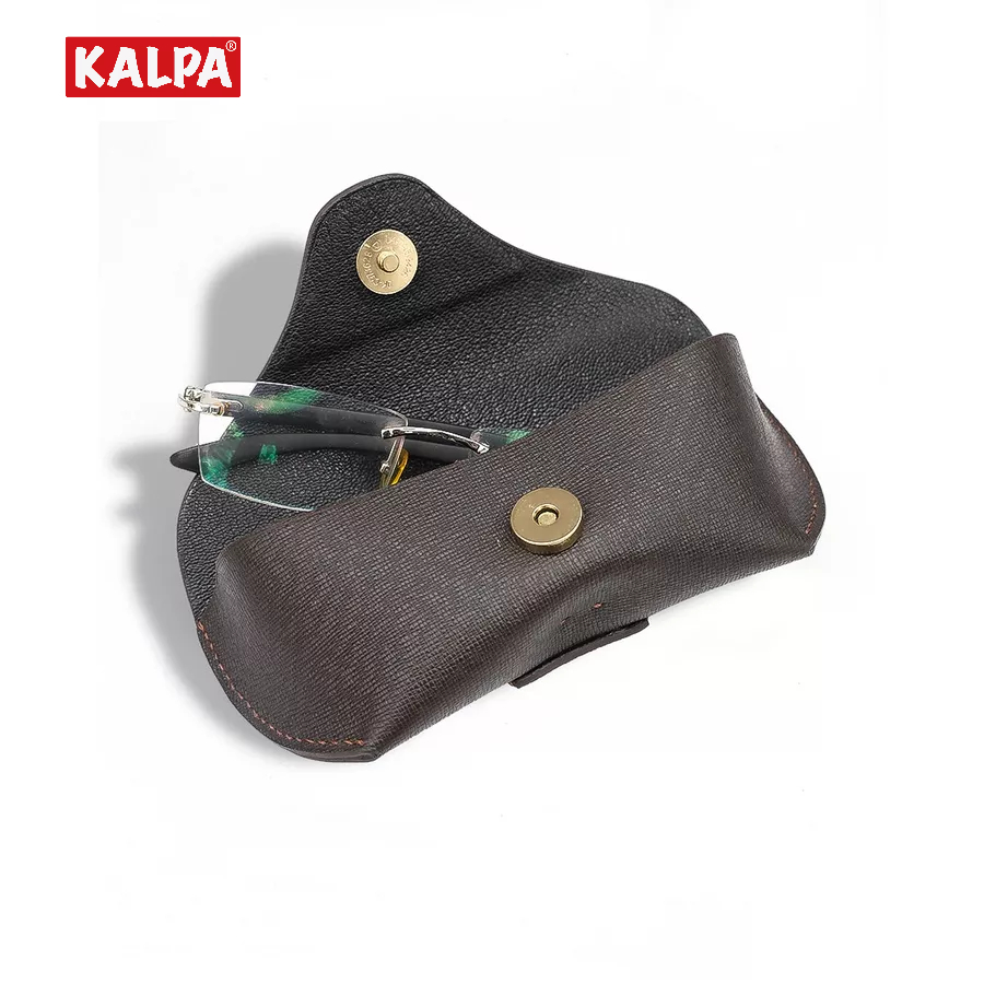 [Handmade] Hộp đựng kính da bò vân Taiga, có đai đeo thắt lưng – Kalpa Athens | Leather Glasses Case