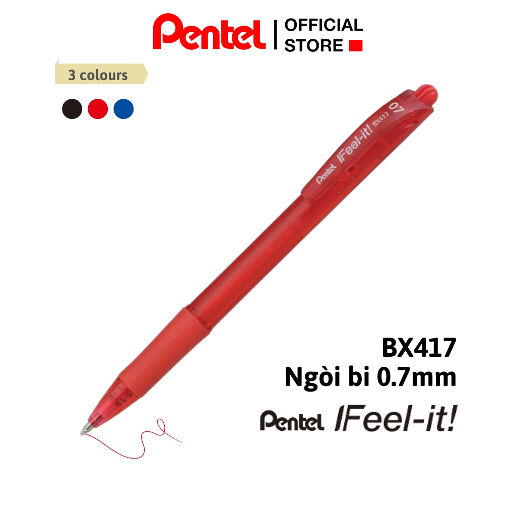 Ảnh Bút Bi Bấm Ngòi 0.7mm Pentel BX417 Trơn Mượt Không Đọng Mực Nét Viết Êm Mịn Không Tắc Mực 2