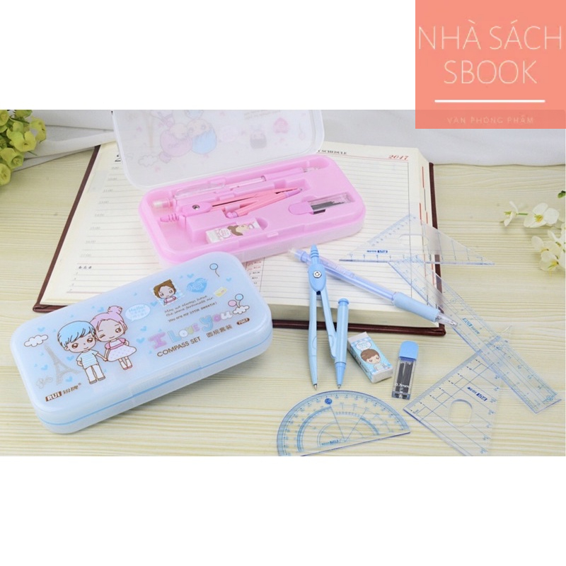 Bộ Compa kèm eke , thước kẻ, thước đo độ no7007 | Shopee Việt Nam