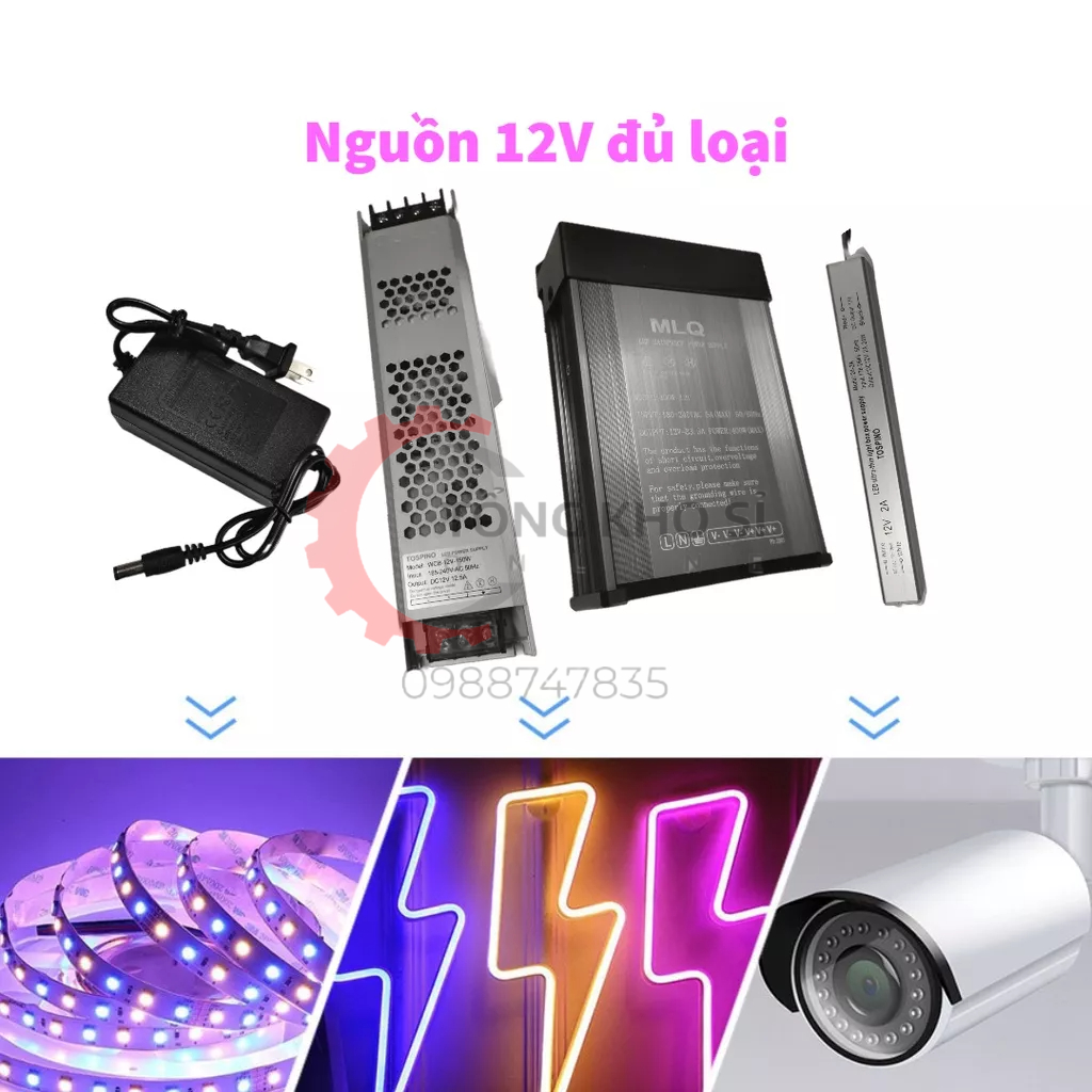 Nguồn 12V cho Led, Camera, Máy tính nhiều công suất. Bộ chuyển đổi 12V ...