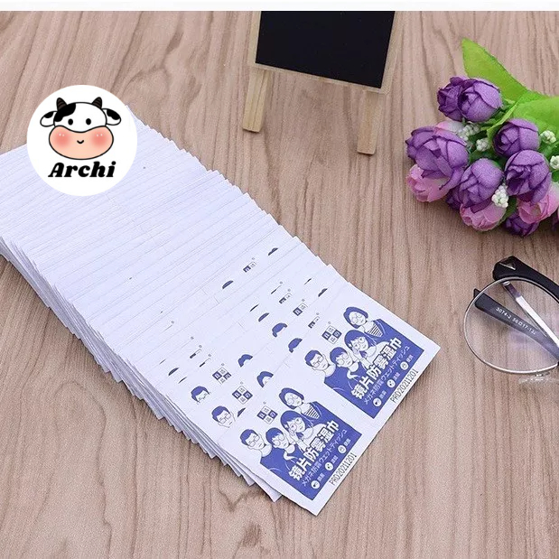 Set 100 Khăn lau kính Nano, chống bám hơi nước, giấy lau kính chống mờ sương, mồ hôi, chống nhờn