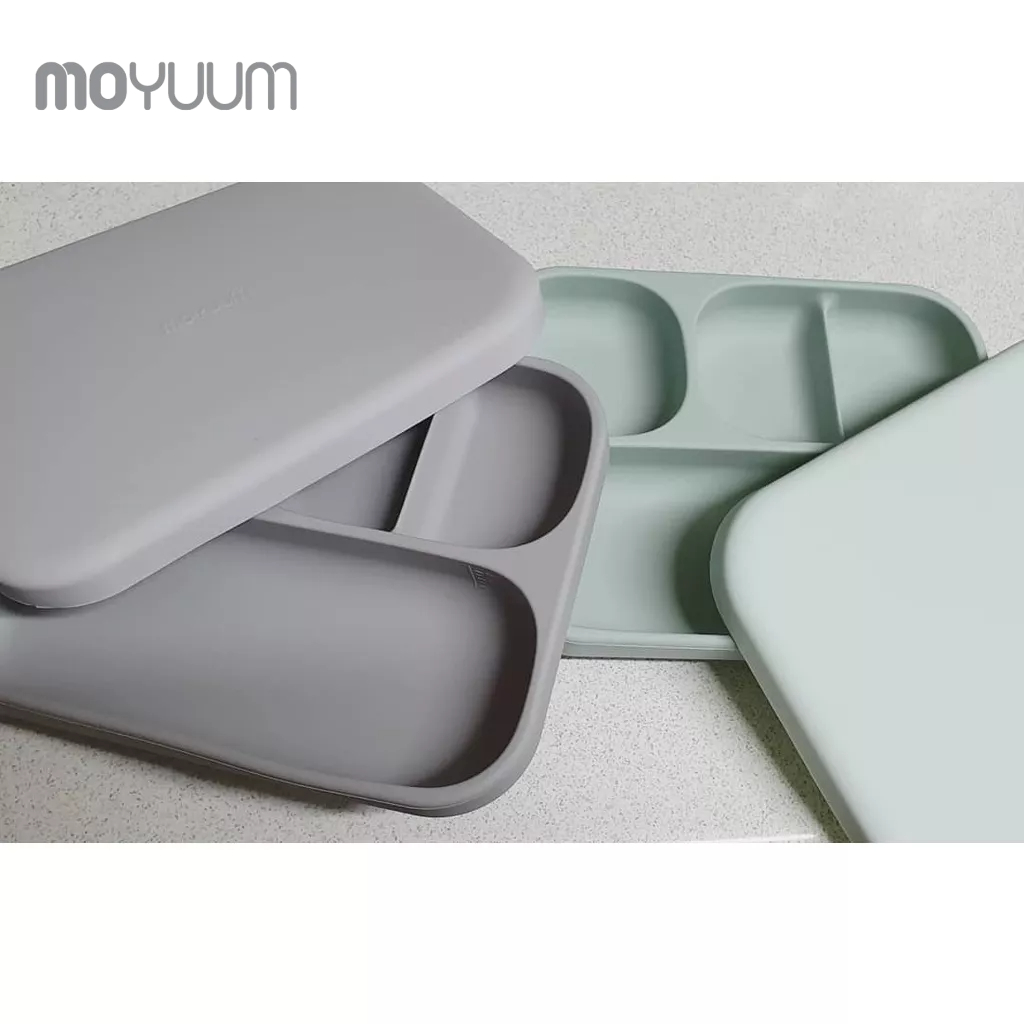 Ảnh Khay ăn dặm MOYUUM Silicone cao cấp cho bé từ 6m có nắp đậy/ đế hít 3