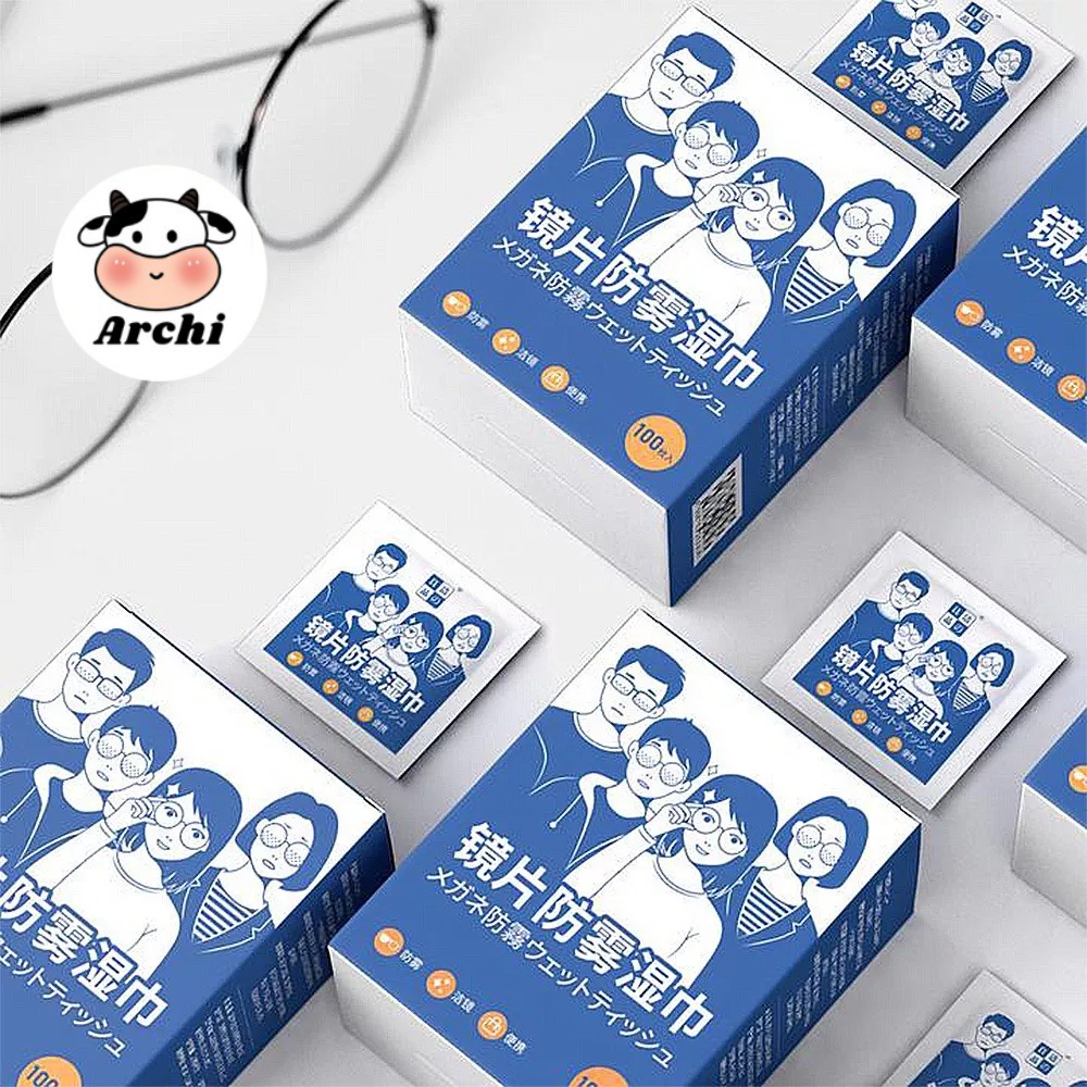Set 100 Khăn lau kính Nano, chống bám hơi nước, giấy lau kính chống mờ sương, mồ hôi, chống nhờn