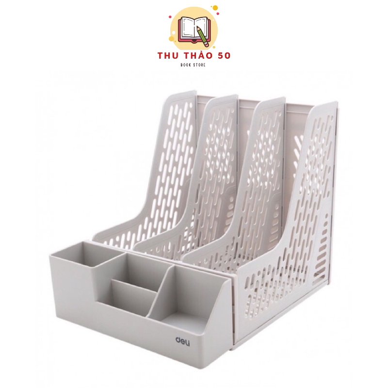 Kệ FILE rổ hồ sơ 3 ngăn có khay cắm bút Deli Z00112. Giá đựng tài liệu ...