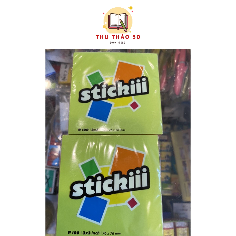 [ 2 XẤP ] Giấy ghi chú, giấy nhớ, Note vuông cỡ 3x3 inches Stickii trộn ...