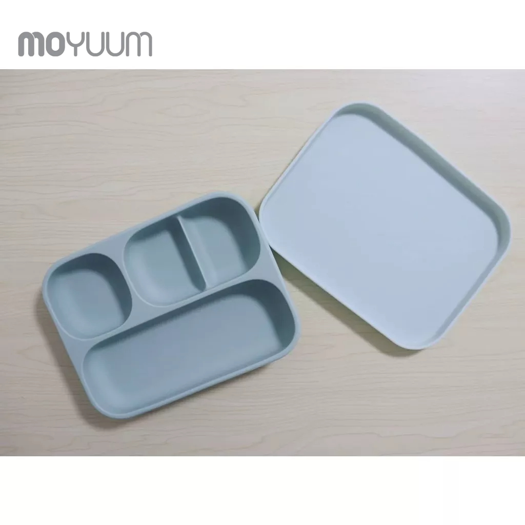 Ảnh Khay ăn dặm MOYUUM Silicone cao cấp cho bé từ 6m có nắp đậy/ đế hít 4