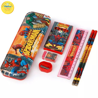 [Quà Cho Bé] Bộ Dụng Cụ Học Tập YOYO Combo 7 Món, Hộp Bút Người Nhện/ Elsa/ Khủng Long/ Ô tô in hình dễ thương