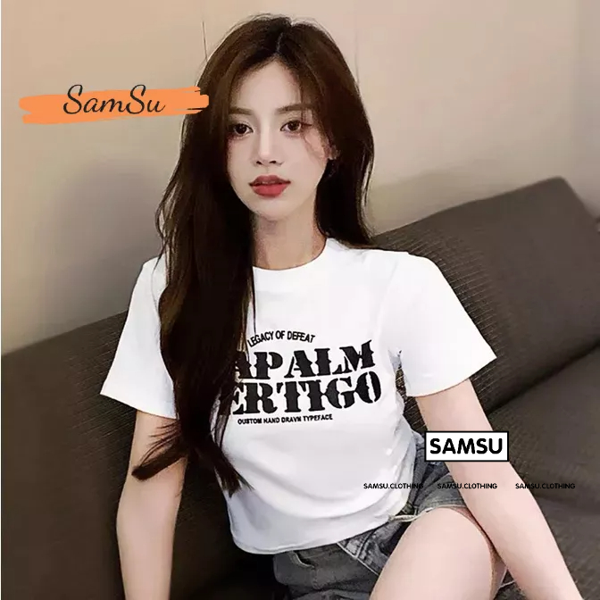 Áo Baby Tee Croptop Nữ In NAPALM VERTIGO Đen Trắng Tay Ngắn Cổ Tròn Crt ...