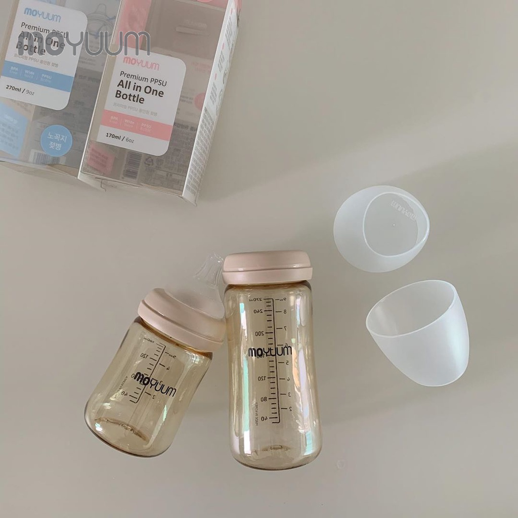 Ảnh Combo Bình sữa MOYUUM nhựa PPSU 170ml (núm 0-2m) và 270ml ( núm 2-5m) phiên bản không họa tiết 2