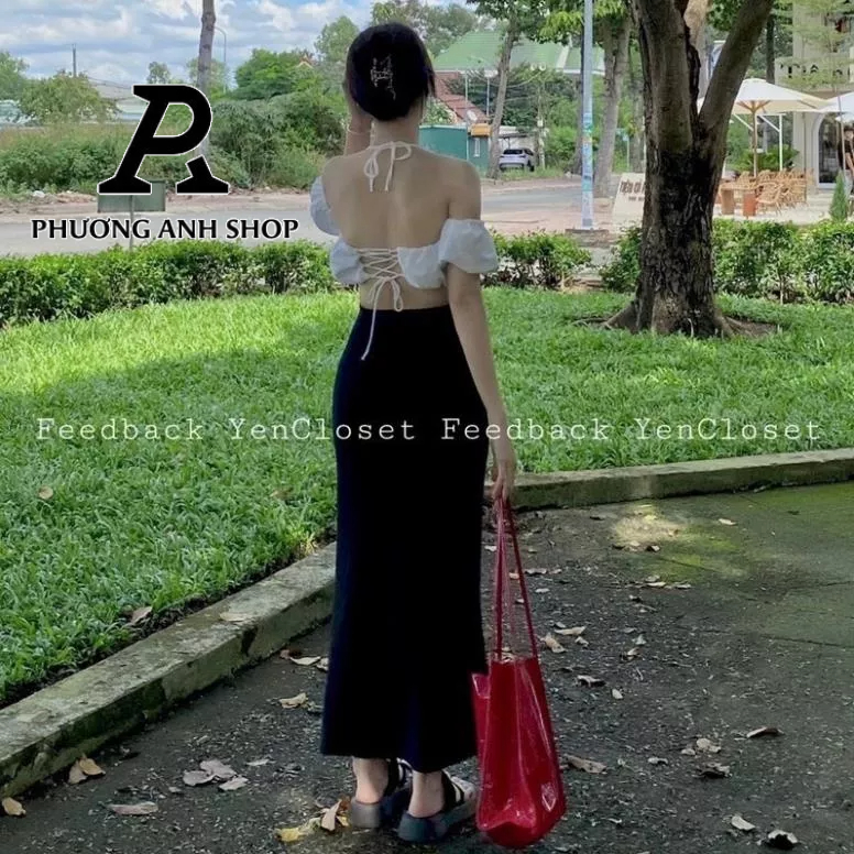 Chân váy maxi suông dài vintage chun cạp phong cách hàn quốc, phuonganh18.