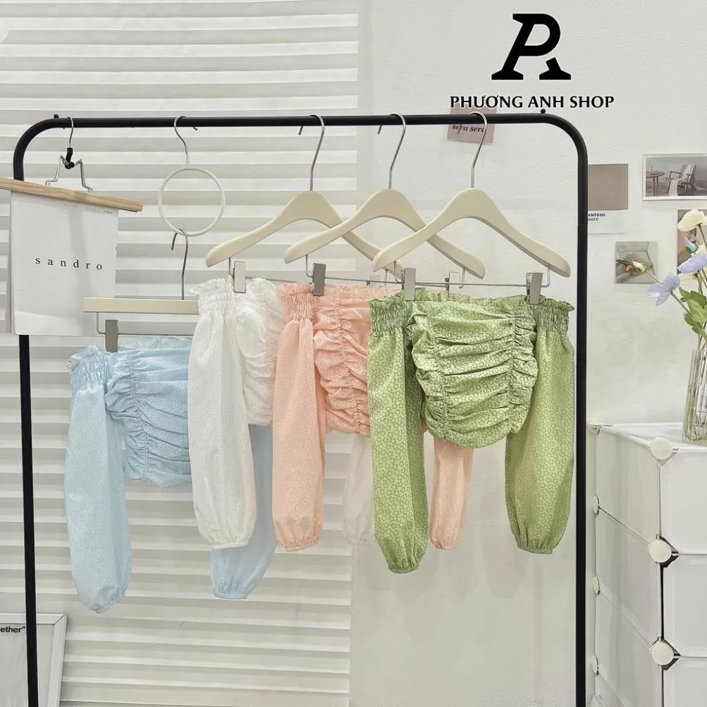Áo sơ mi nữ trễ vai dáng croptop lửng, đồ đi biển xinh xắn ATVC226